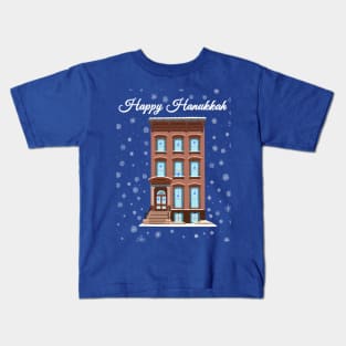 Happy Hanukkah Brooklyn Brownstone Kids T-Shirt